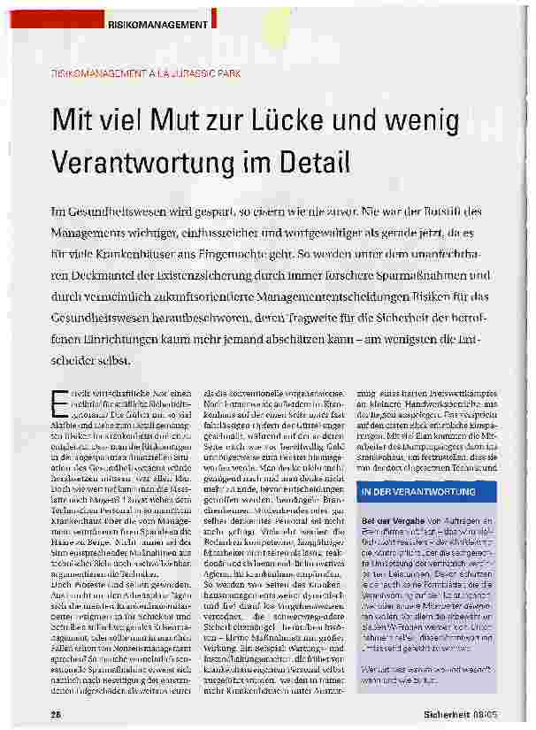 Vorschauseite 1: Mit viel Mut zur Lücke und wenig Verantwortung im Detail