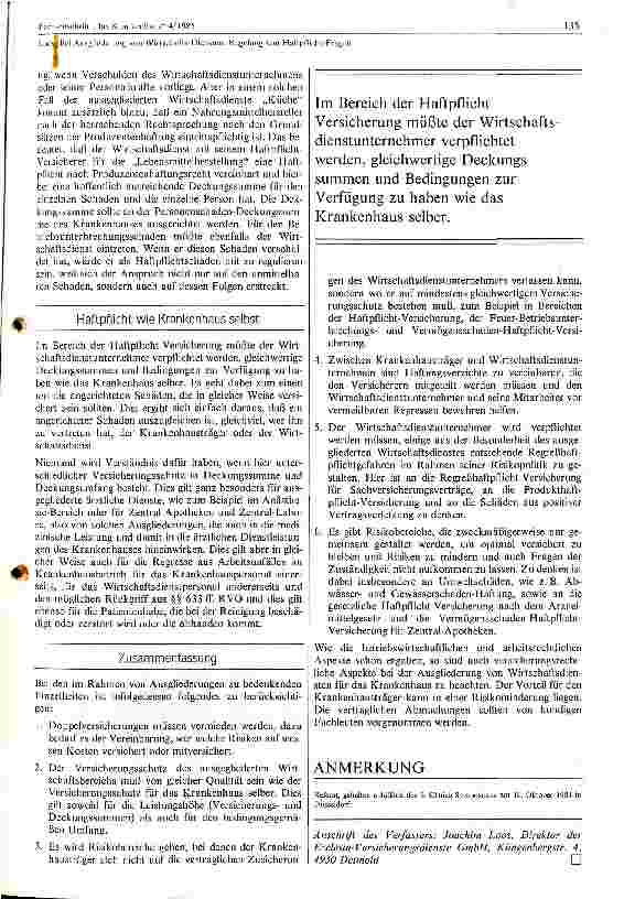 Vorschauseite 3: Bei Ausgliederung von Wirtschaftsdiensten: Regelung von Haftpflichtfragen