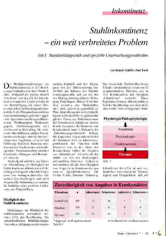 Vorschauseite 1: Stuhlinkontinenz - ein weit verbreitetes Problem Teil 1: Standarddiagnostik und spezielle Untersuchungsmethoden