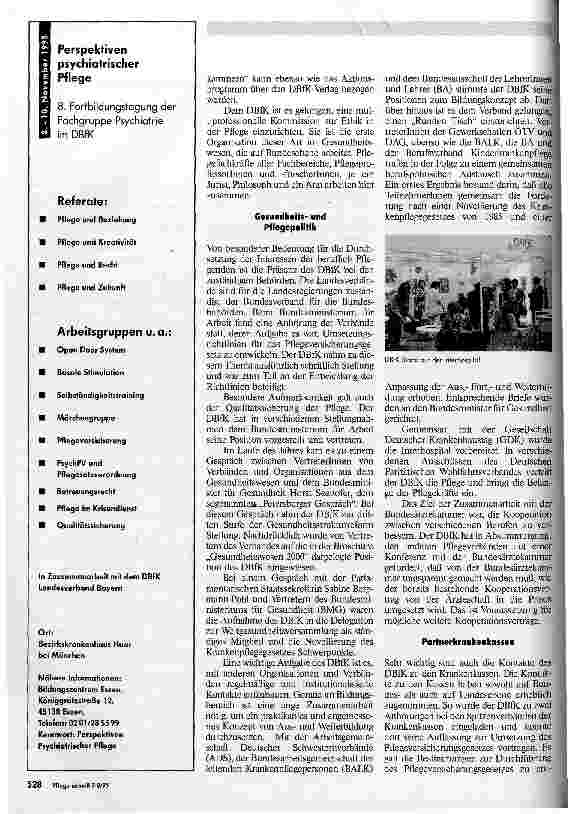 Vorschauseite 2: Berufspolitik 1994 DBfK-Bundesgeschäftsführung legt Tätigkeitsbericht vor
