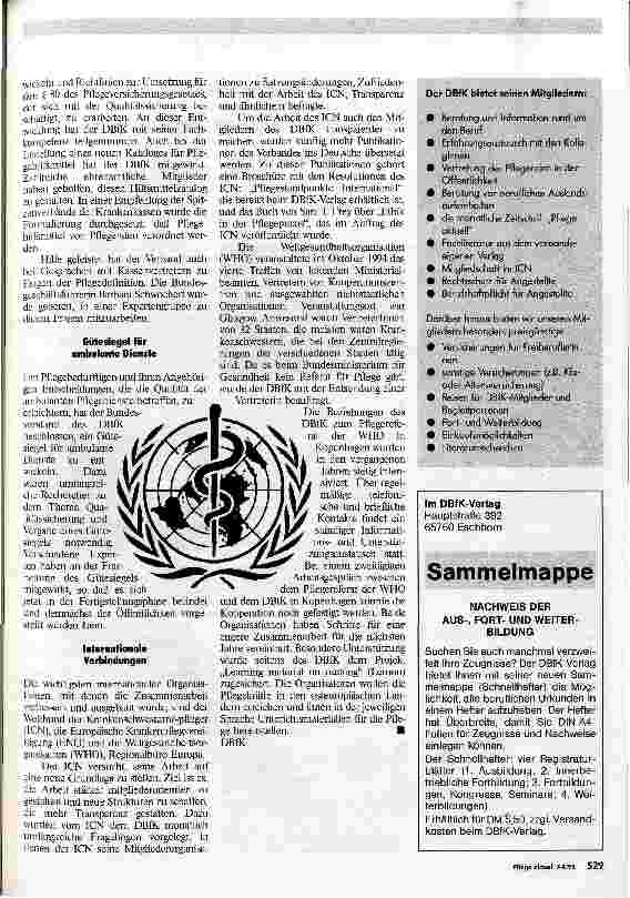 Vorschauseite 3: Berufspolitik 1994 DBfK-Bundesgeschäftsführung legt Tätigkeitsbericht vor