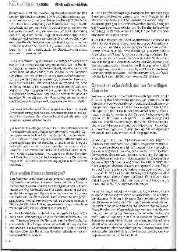 Vorschauseite 2: Änderung der EU-Arbeitszeitrichtlinie: Eile tut Not