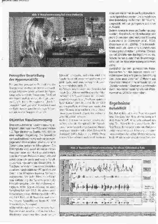 Vorschauseite 3: Objektive Diagnostik von Hypernasalität bei LKGS-Patienten mit dem NasalView@-System