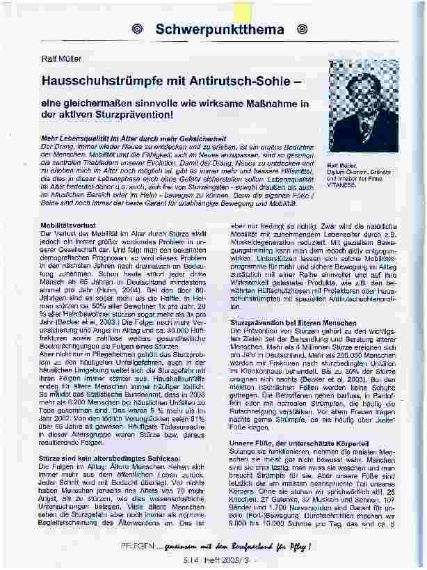 Vorschauseite 1: Hausschuhstrümpfe mit Antirutsch-Sohle -eine gleichermaßen sinnvolle wie wirksame Maßnahme in der aktiven Sturzprävention!