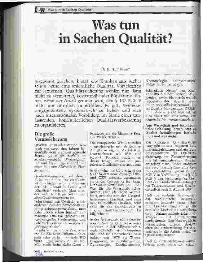 Vorschauseite 1: Was tun in Sachen Qualität?