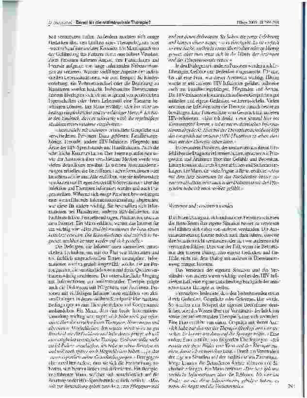 Vorschauseite 6: Bereit für die antiretrovirale Therapie? Die Entscheidungsfindung aus Sicht von HlV-Infizierten