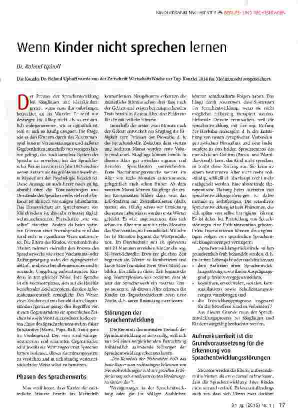 Vorschauseite 1: Wenn Kinder nicht sprechen lernen