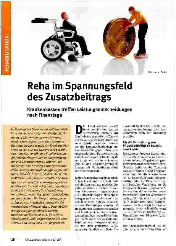 Vorschauseite 1: Reha im Spannungsfeld des Zusatzbeitrags