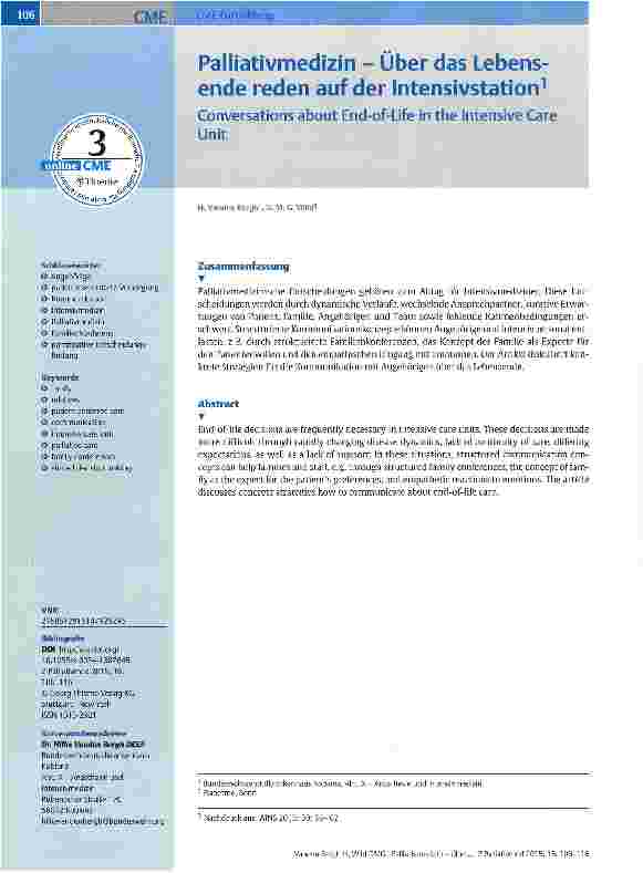 Vorschauseite 1: Palliativmedizin - Über das Lebensende reden auf der Intensivstation