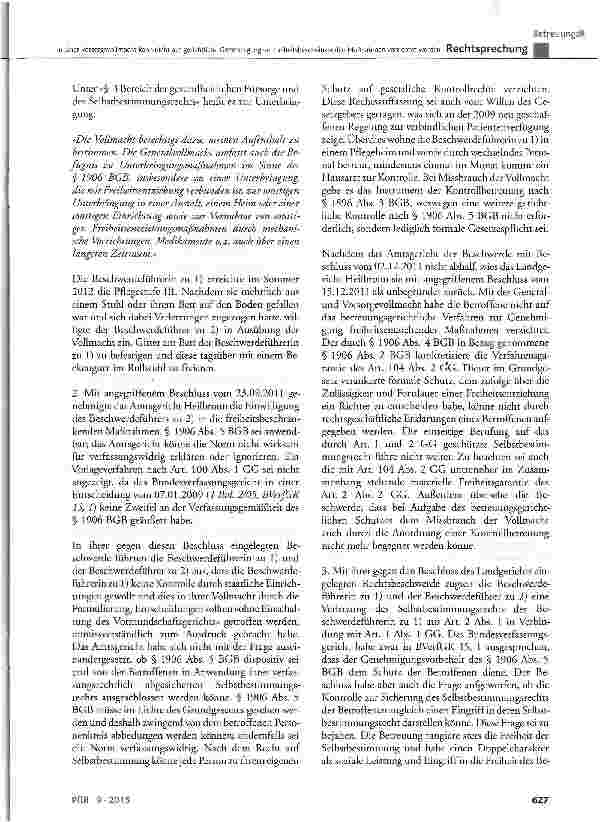 Vorschauseite 2: In einer Vorsorgevollmacht kann nicht auf gerichtliche Genehmigung bei freiheitsbeschränkenden Maßnahmen verzichtet werden BGB § 1896 Abs. 3, § 1906 Abs. 4 und 5