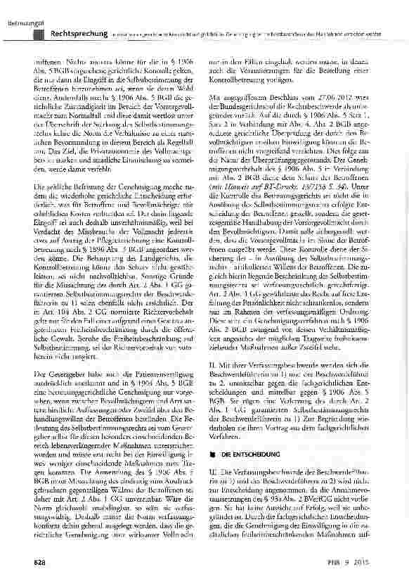 Vorschauseite 3: In einer Vorsorgevollmacht kann nicht auf gerichtliche Genehmigung bei freiheitsbeschränkenden Maßnahmen verzichtet werden BGB § 1896 Abs. 3, § 1906 Abs. 4 und 5