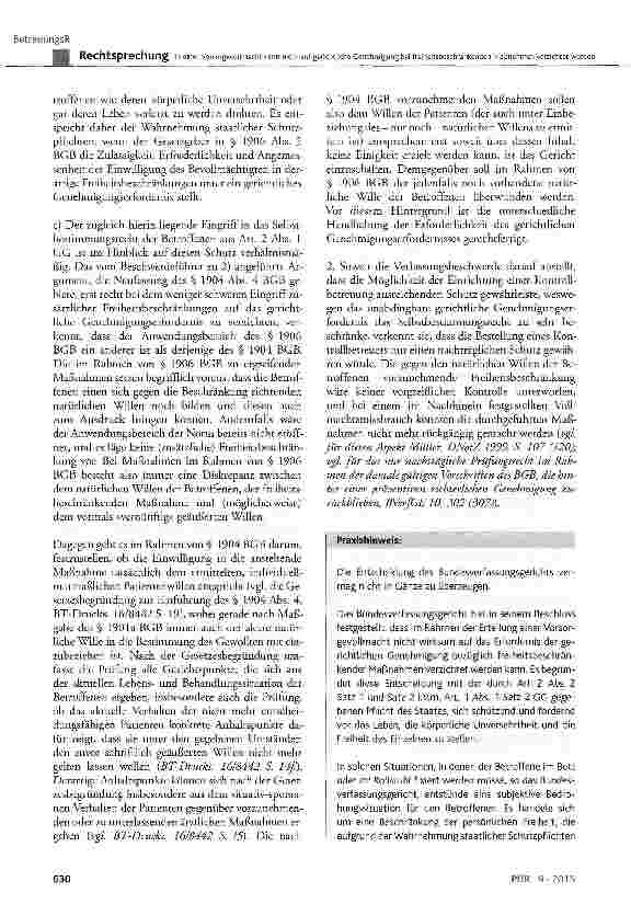 Vorschauseite 5: In einer Vorsorgevollmacht kann nicht auf gerichtliche Genehmigung bei freiheitsbeschränkenden Maßnahmen verzichtet werden BGB § 1896 Abs. 3, § 1906 Abs. 4 und 5