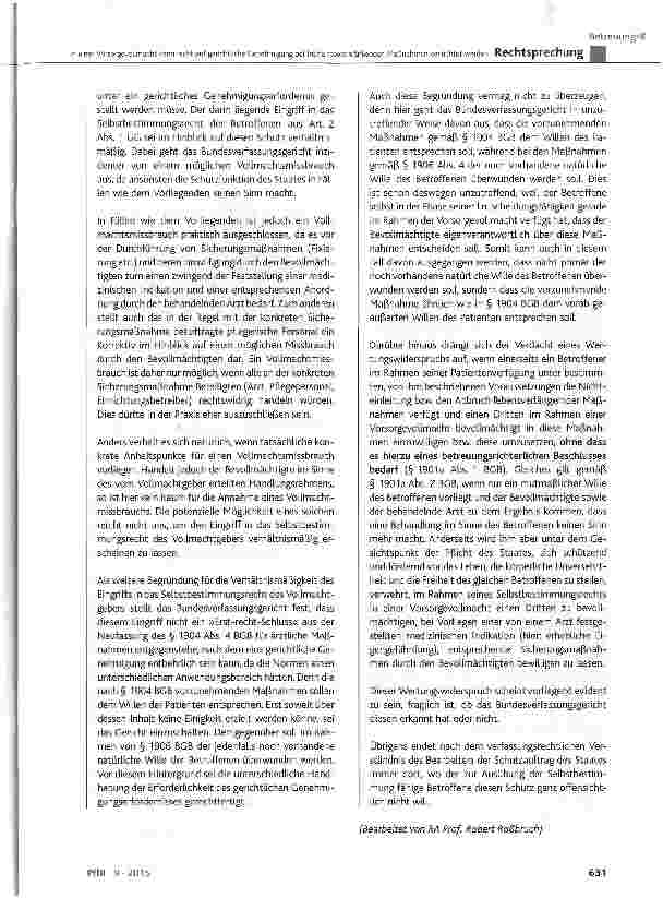 Vorschauseite 6: In einer Vorsorgevollmacht kann nicht auf gerichtliche Genehmigung bei freiheitsbeschränkenden Maßnahmen verzichtet werden BGB § 1896 Abs. 3, § 1906 Abs. 4 und 5