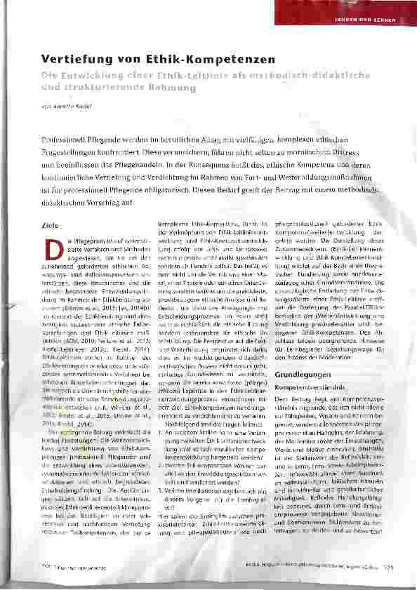 Vorschauseite 1: Vertiefung von Ethik-Kompetenzen