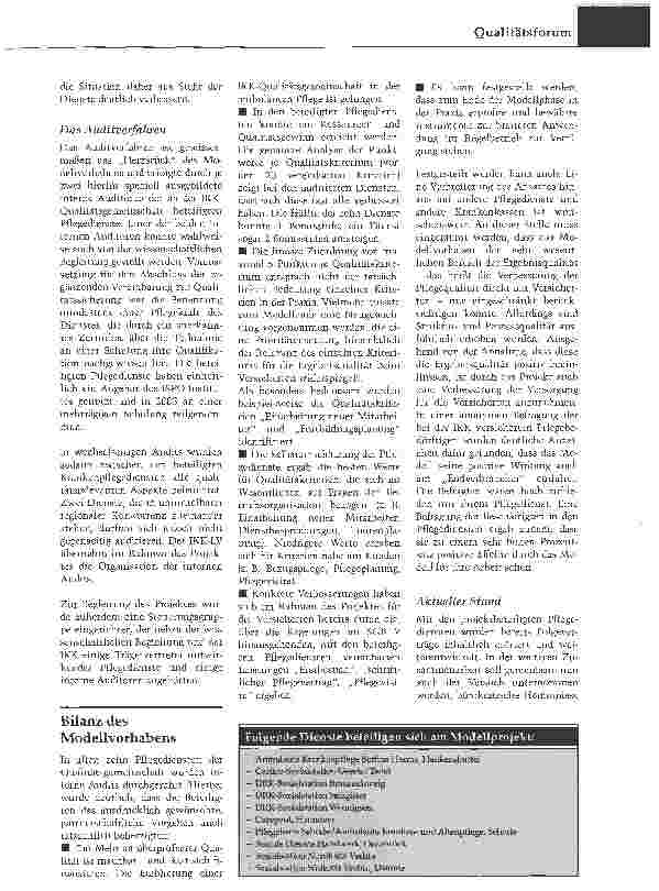 Vorschauseite 3: Pflege nach Qualität bezahlenErgebnisse eines Modellprojektes des IKK-Landesverbandes Niedersachsen