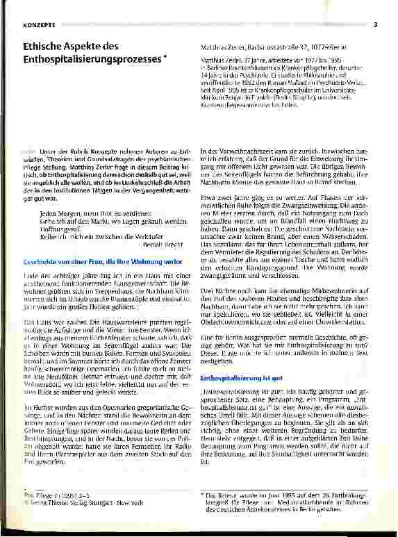 Vorschauseite 1: Ethische Aspekte des Enthospitalisierungsprozesses