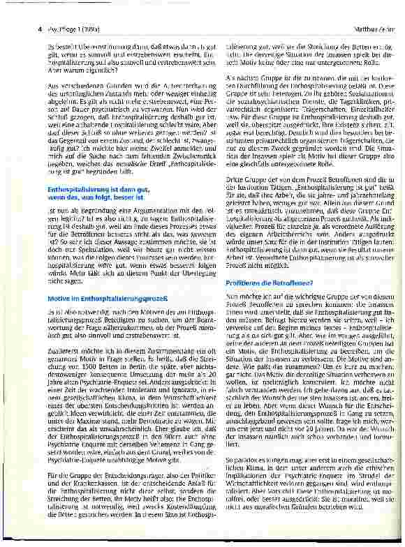 Vorschauseite 2: Ethische Aspekte des Enthospitalisierungsprozesses