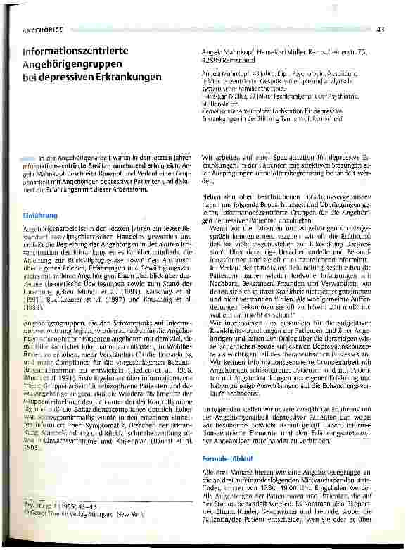 Vorschauseite 1: Informationszentrierte Angehörigengruppe bei depressiven Erkrankungen