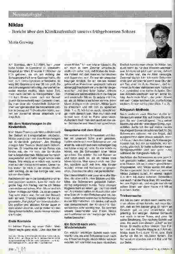 Vorschauseite 1: Niklas - Bericht über den Klinikaufenthalt unseres frühgeborenen Sohnes