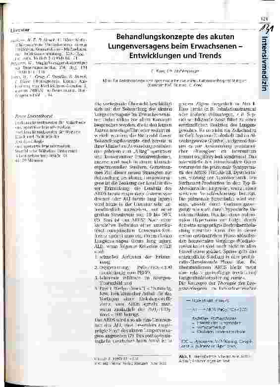 Vorschauseite 1: Behandlungskonzepte des akuten Lungenversagens beim Erwachsenen - Entwicklungen und Trends