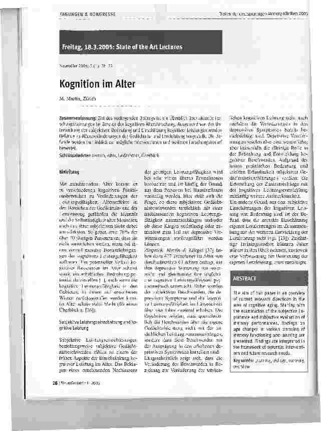 Vorschauseite 1: Kognition im Alter