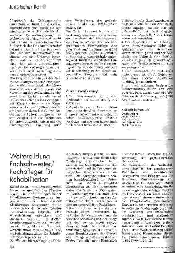 Vorschauseite 3: Zur strafbaren Verfälschung einer Dokumentation