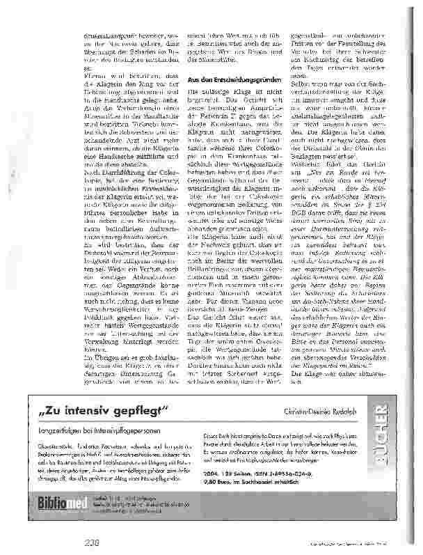 Vorschauseite 2: Verlust von Wertgegenständen bei ambulanter BehandlungSchadenersatz