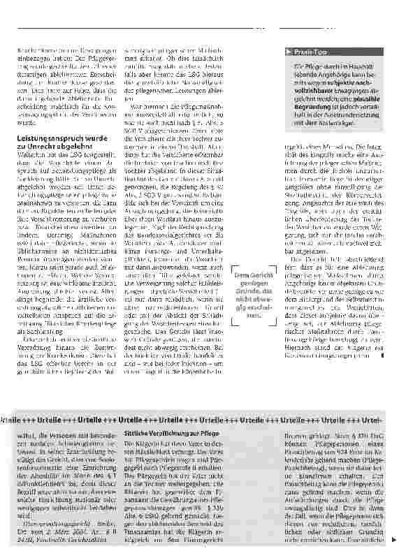 Vorschauseite 2: Nachvollziehbare GründeUrteil: Kostenerstattung bei Häuslicher Krankenpflege