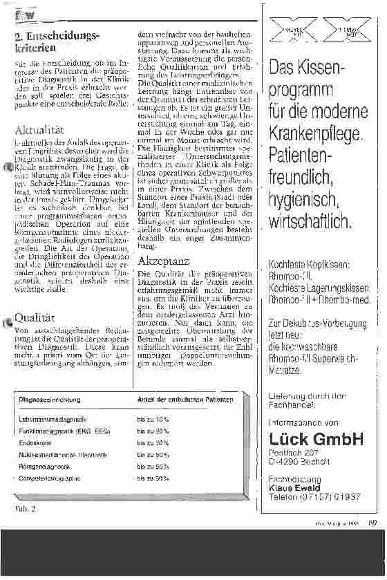 Vorschauseite 2: Die präoperative Diagnostik in Klinik und Praxis Gesundheitspolitische Aspekte