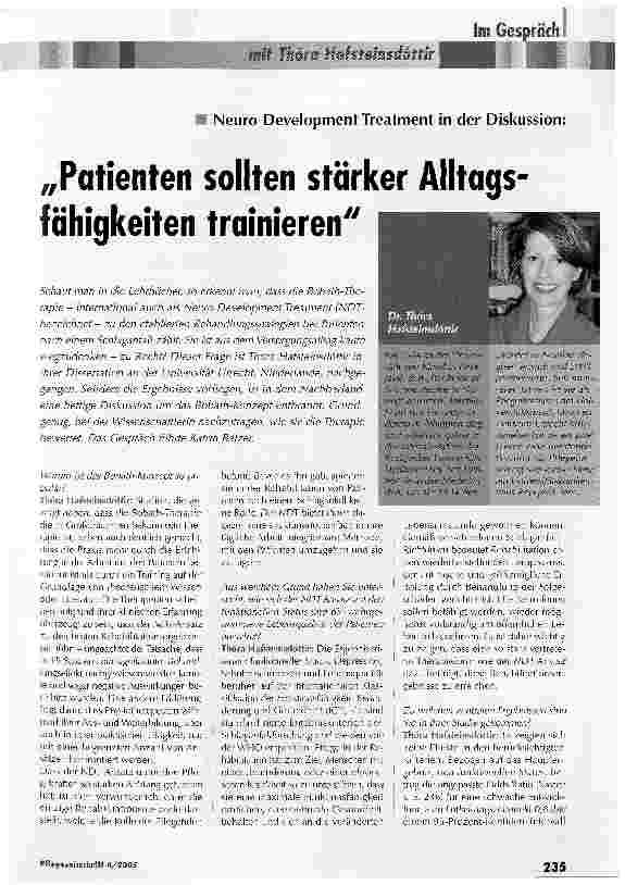 Vorschauseite 1: Patienten sollten stärker Alltagsfähigkeiten trainieren
