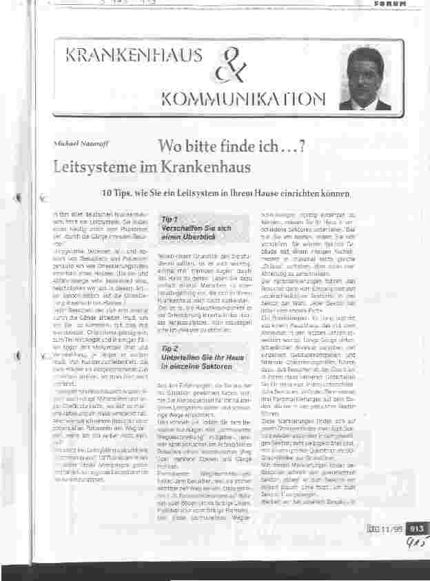 Vorschauseite 1: Wo bitte finde ich. .. ? Leitsysteme im Krankenhaus 10 Tips, wie Sie ein Leitsystem in Ihrem Haus einrichten können