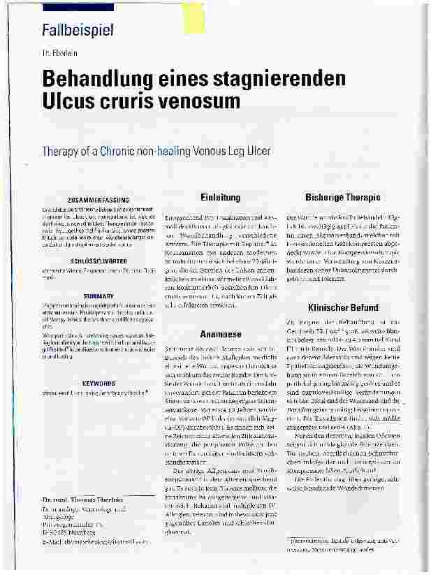 Vorschauseite 1: Behandlung eines stagnierenden Ulcus cruris venosum
