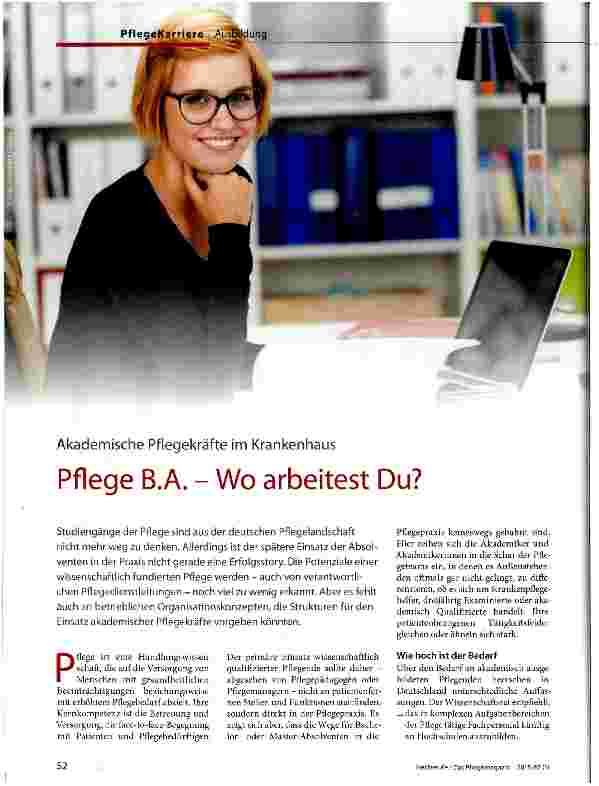 Vorschauseite 1: Akademische Pflegekräfte im Krankenhaus Pflege B. A. - Wo arbeitest Du?