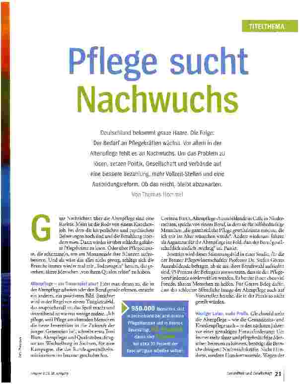 Vorschauseite 2: Pflege sucht Nachwuchs