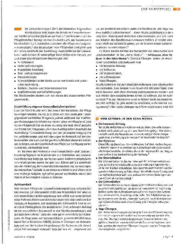 Vorschauseite 2: Gute Pflege braucht gesunde Pflegende