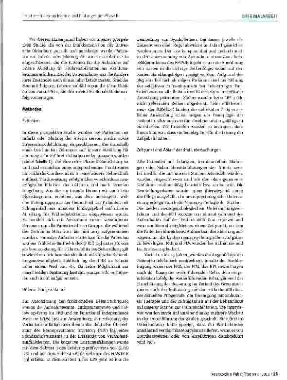 Vorschauseite 3: Was wird aus Patienten mit Mediainfarkt bzw. -blutung und Behandlung in der Phase B der neurologischen Rehabilitation? Ergebnisse des Einjahres-Follow-ups