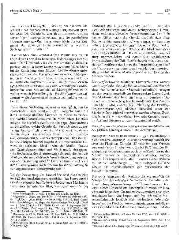 Vorschauseite 3: Einzelfragen zu Rechtsfolgen des markenrechtswidrigen Arzneimittel-Parallelimports