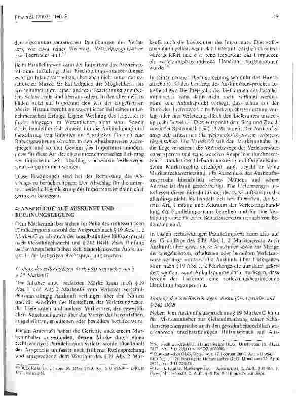Vorschauseite 5: Einzelfragen zu Rechtsfolgen des markenrechtswidrigen Arzneimittel-Parallelimports