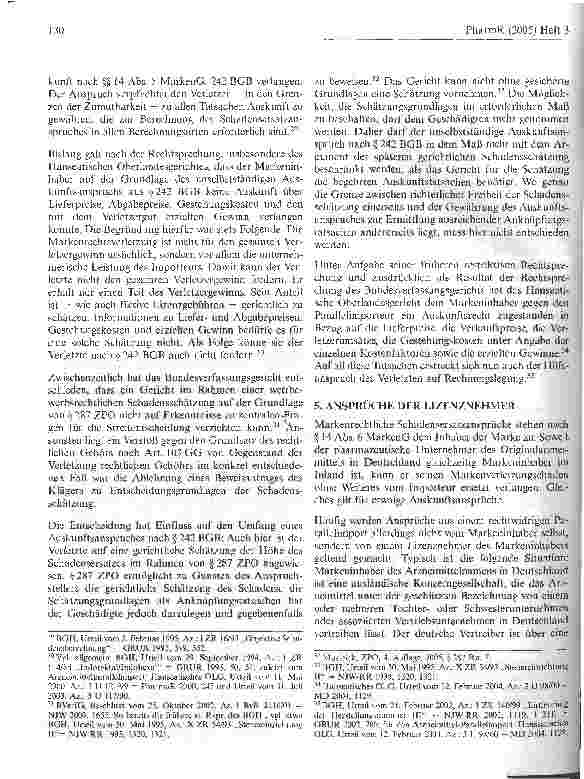 Vorschauseite 6: Einzelfragen zu Rechtsfolgen des markenrechtswidrigen Arzneimittel-Parallelimports