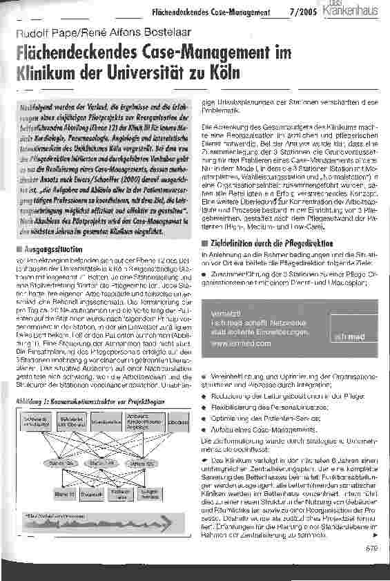 Vorschauseite 1: Flächendeckendes Case-Management im Klinikum der Universität zu Köln