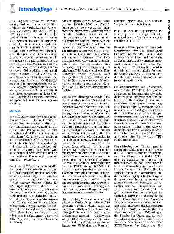 Vorschauseite 2: HARD (S)CORE auf Intensivstationen. Praktischer Erfahrungsbericht über den Umgang mit dem TISS-28