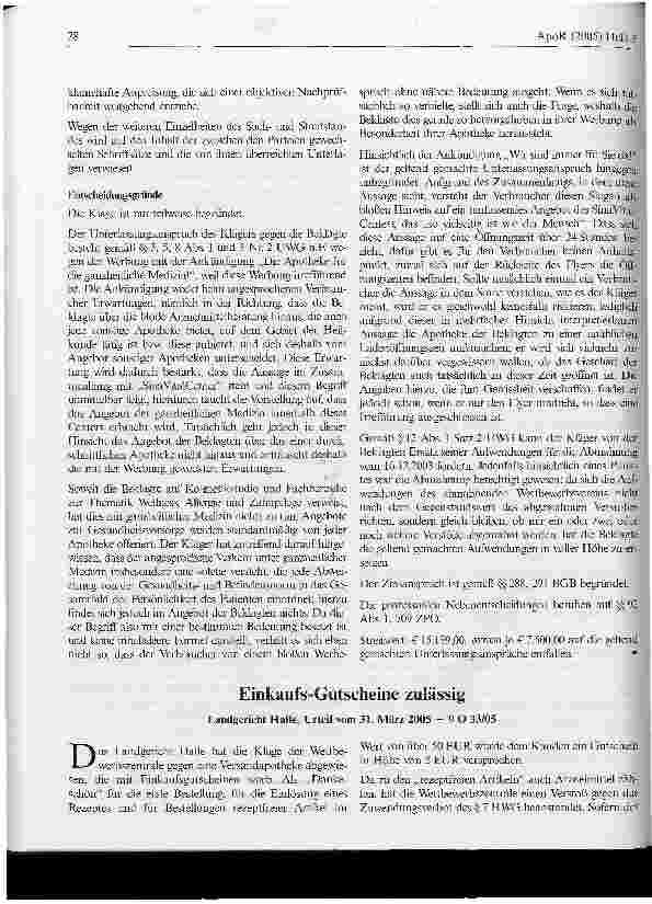 Vorschauseite 2: Werbung mit Die Apotheke für die ganzheitliche Medizin ist unzulässig