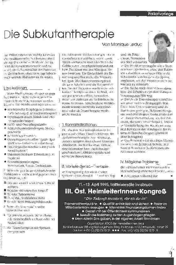 Vorschauseite 1: Die Subkutantherapie