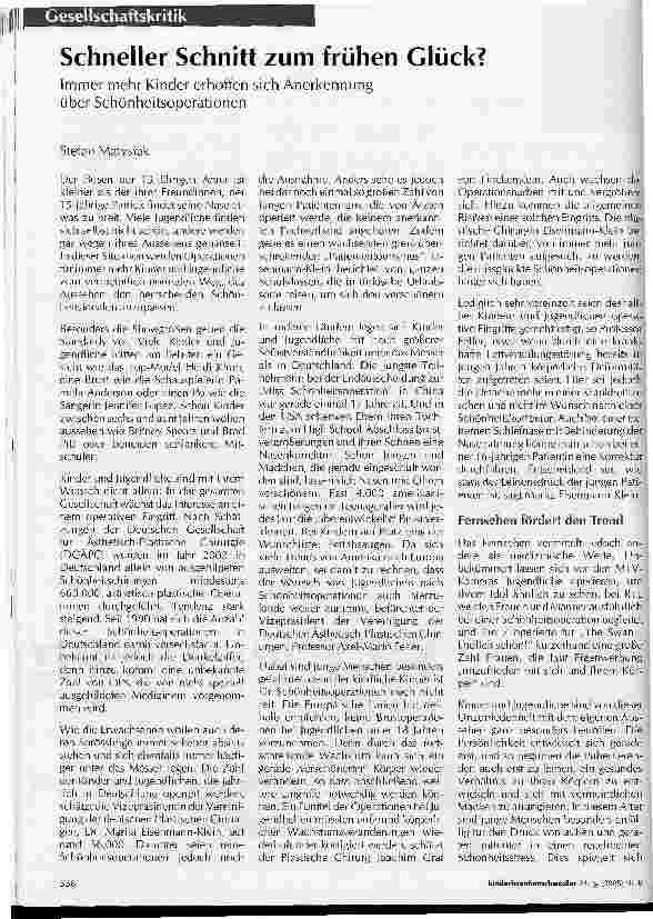 Vorschauseite 1: Schneller Schnitt zum frühen Glück?
