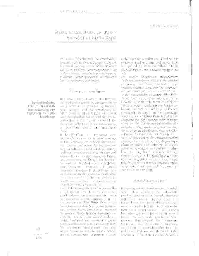 Vorschauseite 1: STÖRUNG DER DARMFUNKTION -DIAGNOSTIK UND THERAPIE
