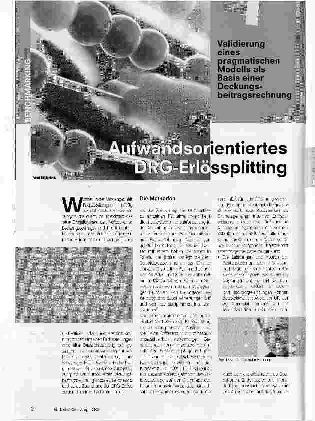 Vorschauseite 1: Aufwandsorientiertes DRG-ErlössplittingValidierung eines pragmatischen Modells als Basis einer Deckungsbeitragsrechnung