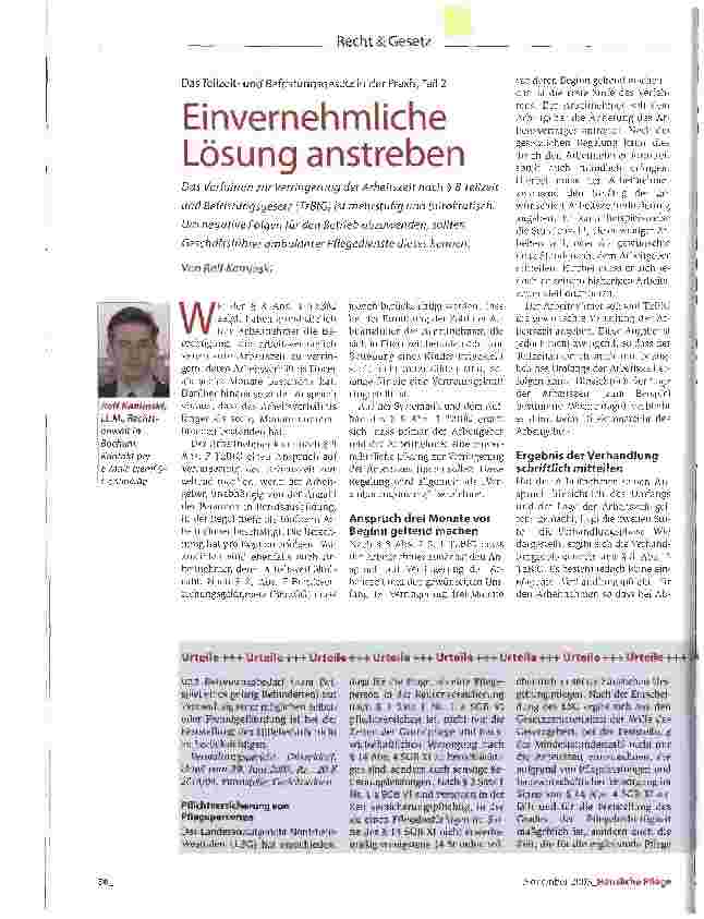 Vorschauseite 1: Das Teilzeitund Befristungsgesetz in der Praxis, Teil 2Einvernehmliche Lösung anstreben