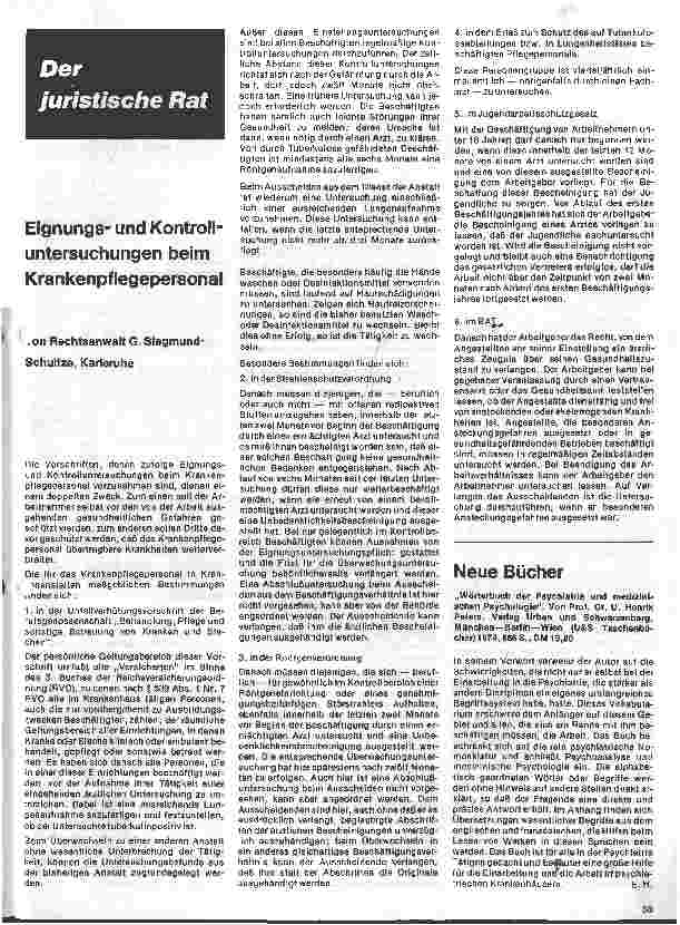 Vorschauseite 1: Eignungs-und Kontrolluntersuchungen beim Krankenpflegepersonal