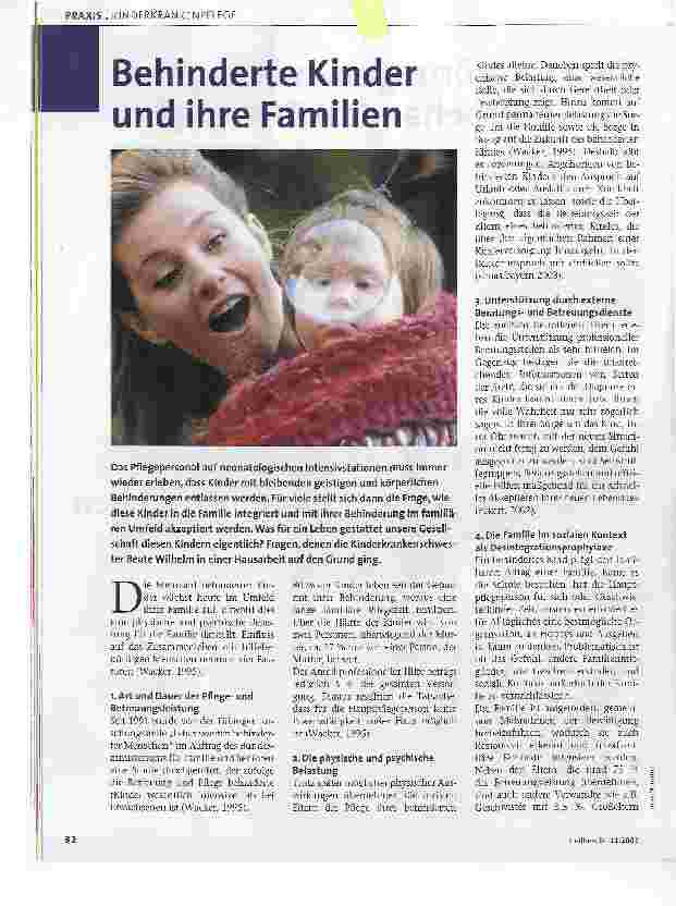 Vorschauseite 1: Behinderte Kinder und ihre Familien
