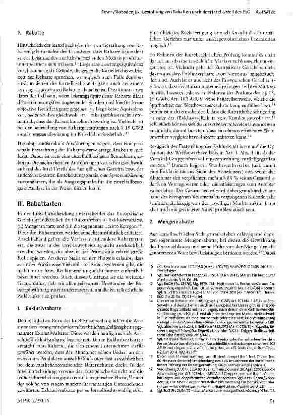 Vorschauseite 2: Gestaltung von Rabatten nach dem Intel-Urteil des EuG ein kurzer praktischer Leitfaden